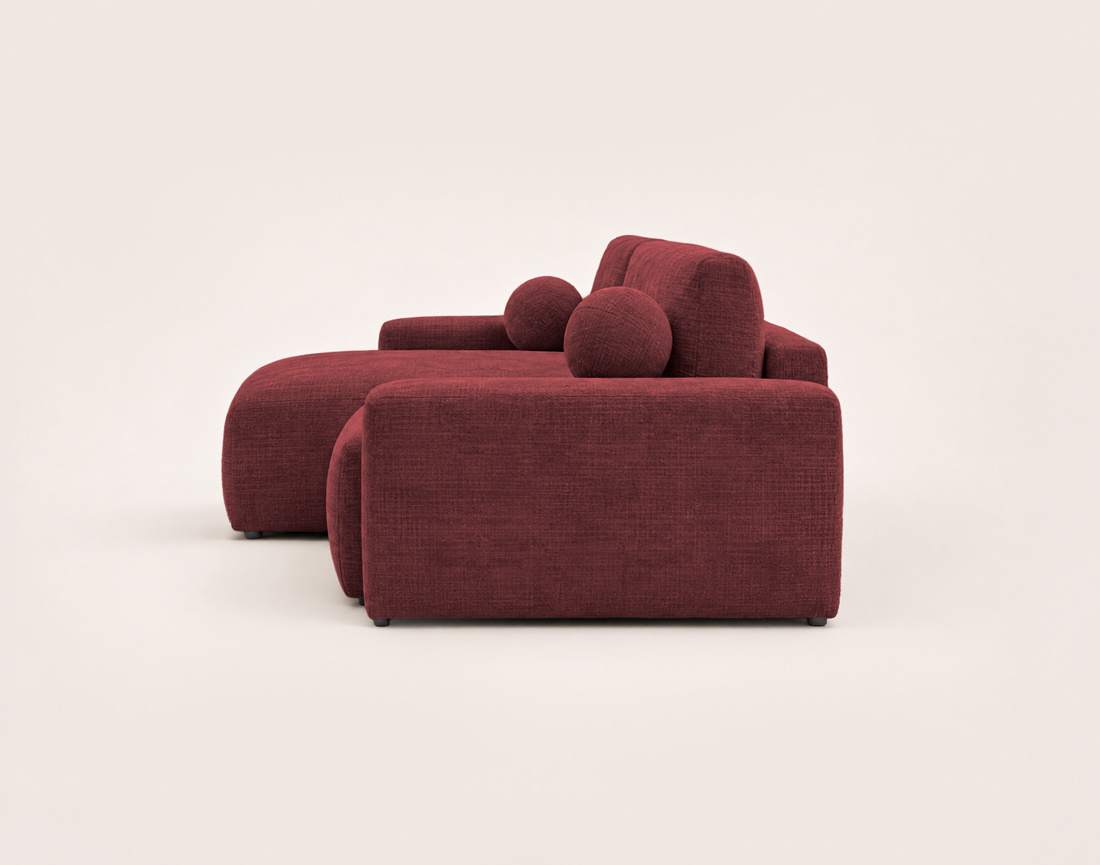 Canapé CONSTANCE d'angle réversible 4 places convertible avec coffre en velours texturé | Best Mobilier