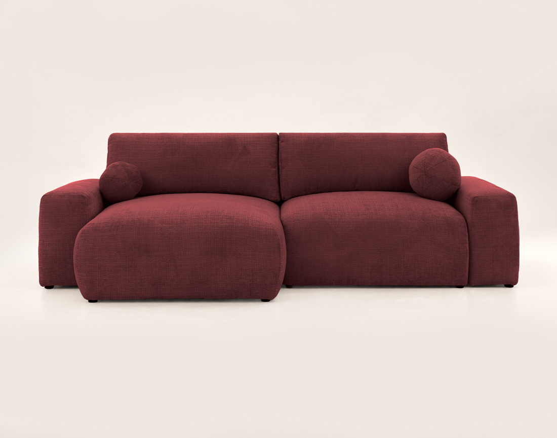 Canapé CONSTANCE d'angle réversible 4 places convertible avec coffre en velours texturé | Best Mobilier