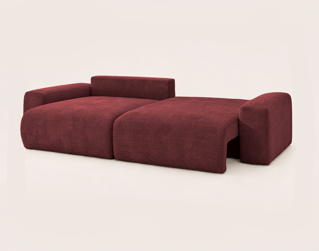 Canapé CONSTANCE d'angle réversible 4 places convertible avec coffre en velours texturé | Best Mobilier