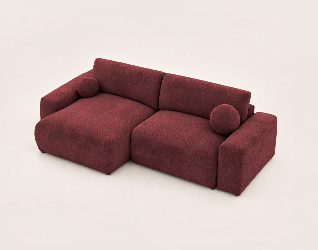 Canapé CONSTANCE d'angle réversible 4 places convertible avec coffre en velours texturé | Best Mobilier