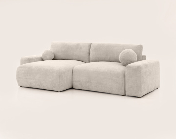 Canapé CONSTANCE d'angle réversible 4 places convertible avec coffre en velours texturé | Best Mobilier