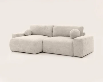 Canapé CONSTANCE d'angle réversible 4 places convertible avec coffre en velours texturé | Best Mobilier