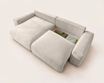 Canapé CONSTANCE d'angle réversible 4 places convertible avec coffre en velours texturé | Best Mobilier