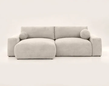 Canapé CONSTANCE d'angle réversible 4 places convertible avec coffre en velours texturé | Best Mobilier
