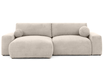Canapé CONSTANCE d'angle réversible 4 places convertible avec coffre en velours texturé | Best Mobilier