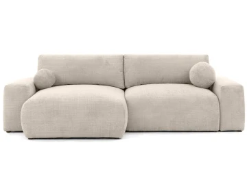 Canapé CONSTANCE d'angle réversible 4 places convertible avec coffre en velours texturé | Best Mobilier