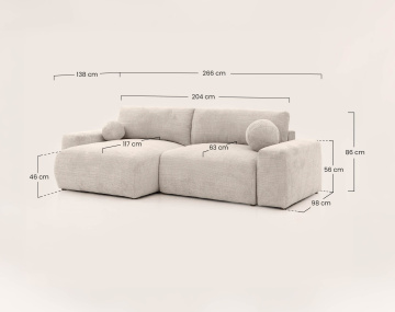 Canapé CONSTANCE d'angle réversible 4 places convertible avec coffre en velours texturé | Best Mobilier