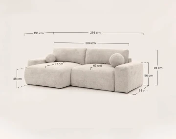 Canapé CONSTANCE d'angle réversible 4 places convertible avec coffre en velours texturé | Best Mobilier