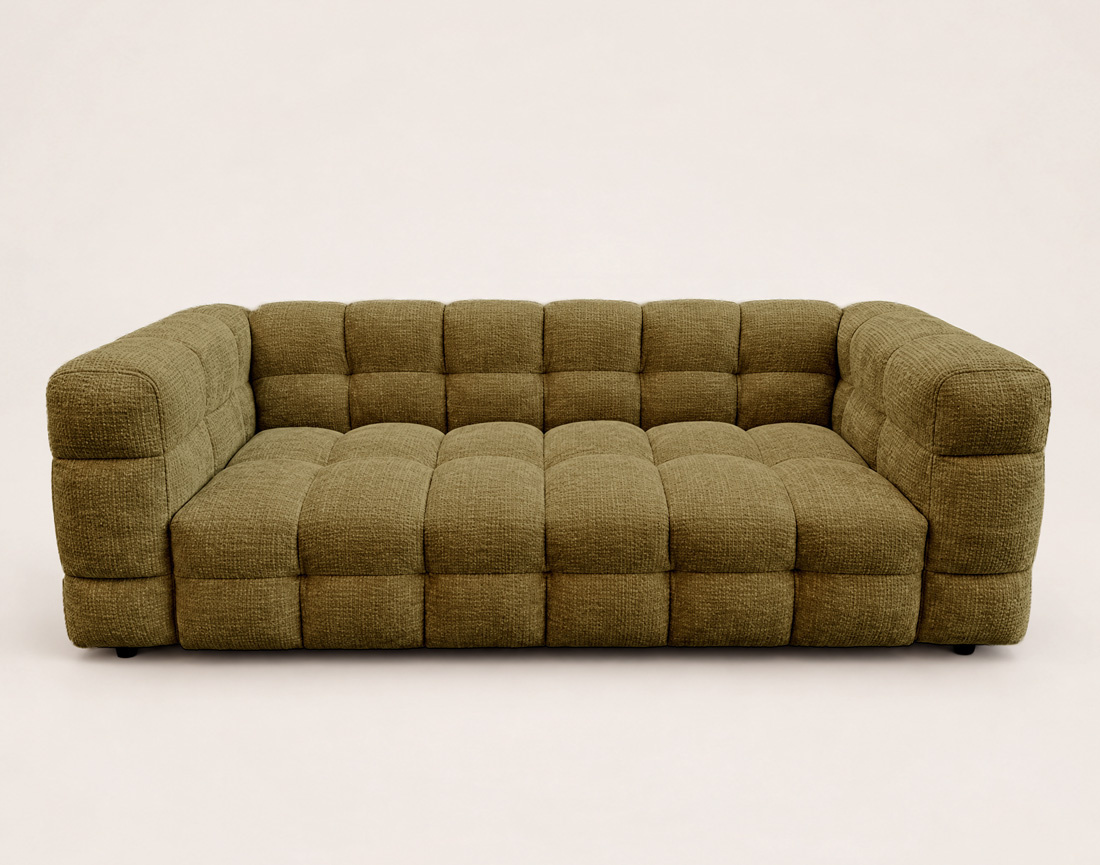 Canapé AUGUSTIN droit 3 places en velours texturé | Best Mobilier