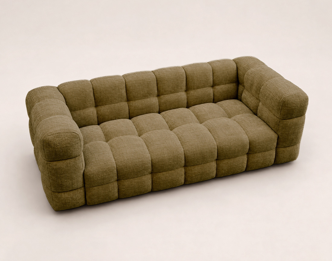 Canapé AUGUSTIN droit 3 places en velours texturé | Best Mobilier