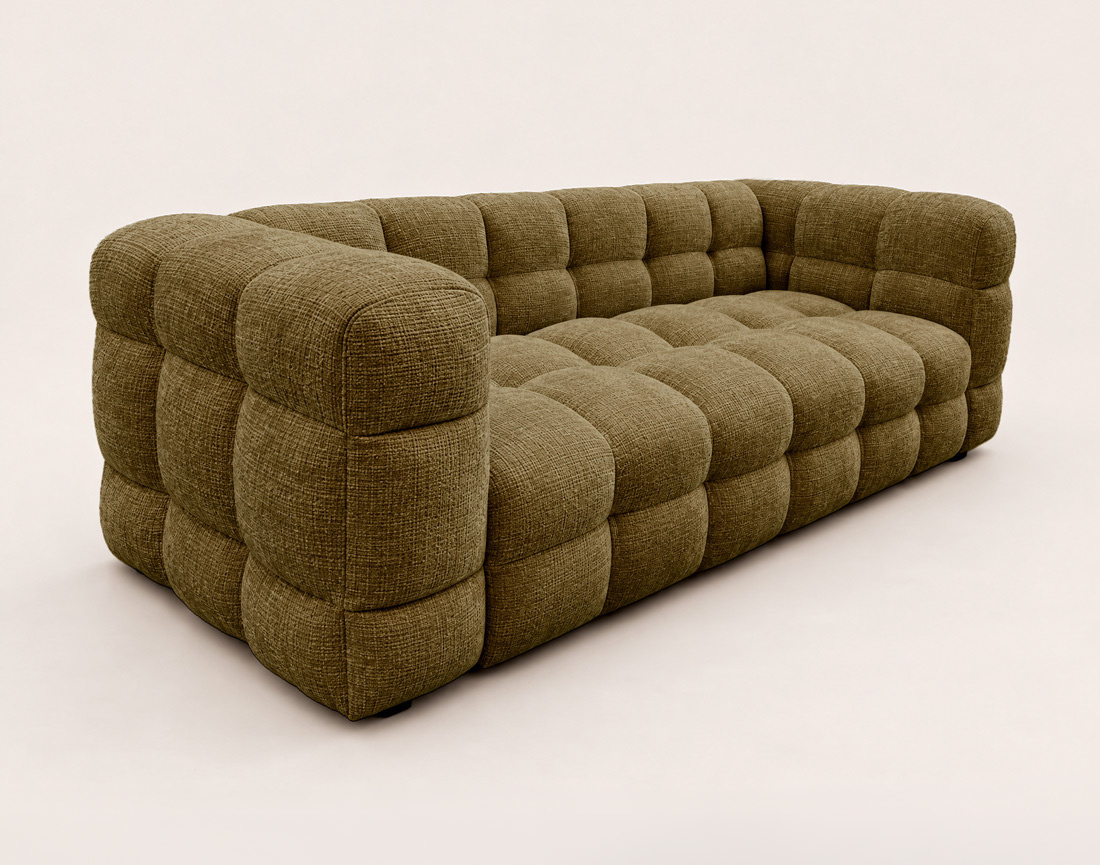 Canapé AUGUSTIN droit 3 places en velours texturé | Best Mobilier