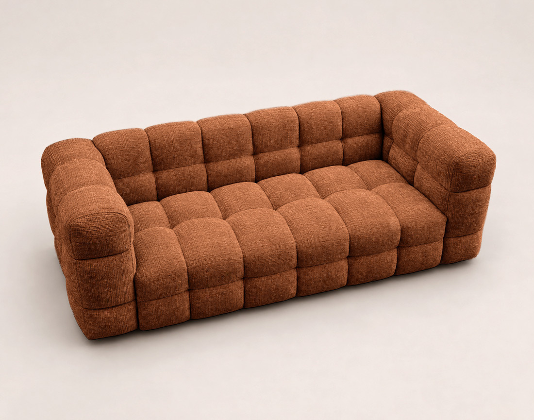 Canapé AUGUSTIN droit 3 places en velours texturé | Best Mobilier