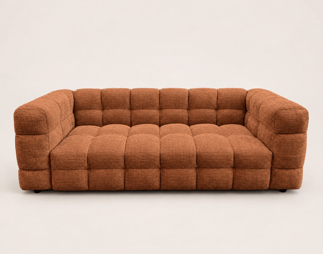 Canapé AUGUSTIN droit 3 places en velours texturé | Best Mobilier
