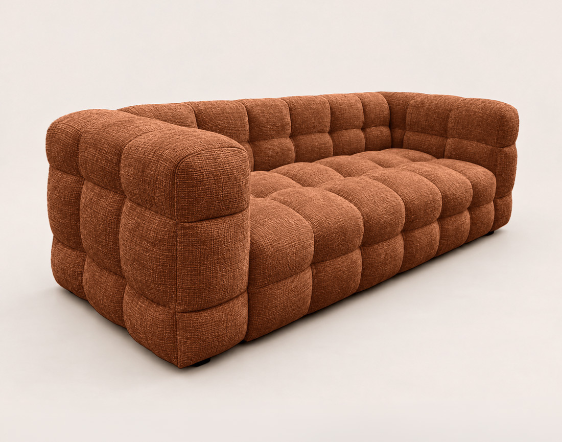 Canapé AUGUSTIN droit 3 places en velours texturé | Best Mobilier