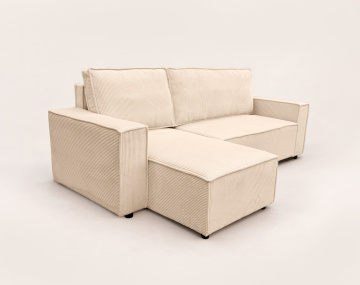 Canapé HECTOR d'angle réversible 4 places convertible avec coffre en velours côtelé | Best Mobilier