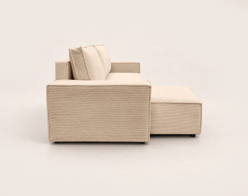 Canapé HECTOR d'angle réversible 4 places convertible avec coffre en velours côtelé | Best Mobilier