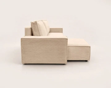 Canapé HECTOR d'angle réversible 4 places convertible avec coffre en velours côtelé | Best Mobilier