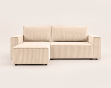 Canapé HECTOR d'angle réversible 4 places convertible avec coffre en velours côtelé | Best Mobilier