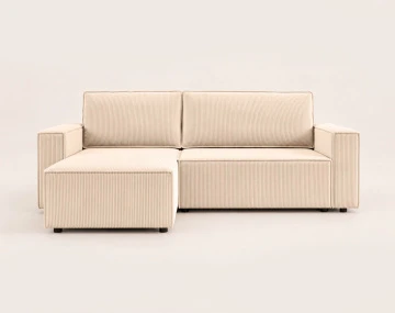 Canapé HECTOR d'angle réversible 4 places convertible avec coffre en velours côtelé | Best Mobilier
