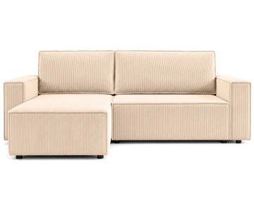 Canapé HECTOR d'angle réversible 4 places convertible avec coffre en velours côtelé | Best Mobilier