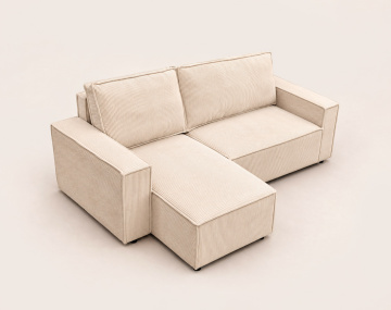 Canapé HECTOR d'angle réversible 4 places convertible avec coffre en velours côtelé | Best Mobilier