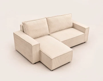 Canapé HECTOR d'angle réversible 4 places convertible avec coffre en velours côtelé | Best Mobilier