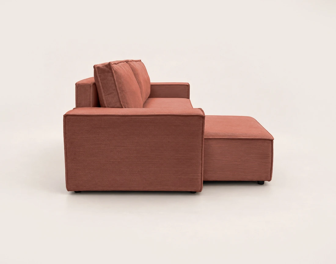 Canapé HECTOR d'angle réversible 4 places convertible avec coffre en velours côtelé | Best Mobilier