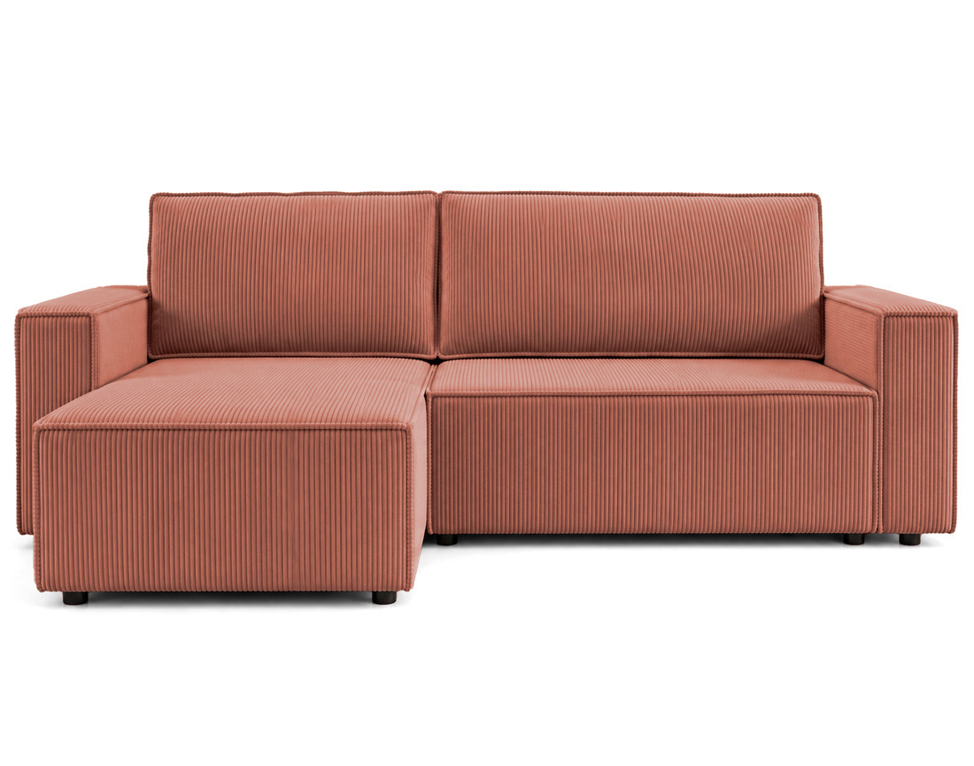 Canapé HECTOR d'angle réversible 4 places convertible avec coffre en velours côtelé | Best Mobilier