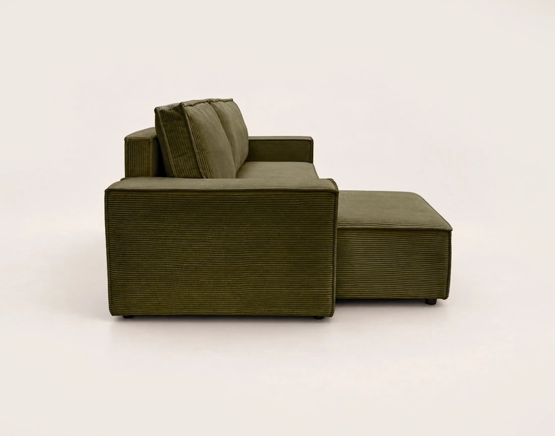 Canapé HECTOR d'angle réversible 4 places convertible avec coffre en velours côtelé | Best Mobilier