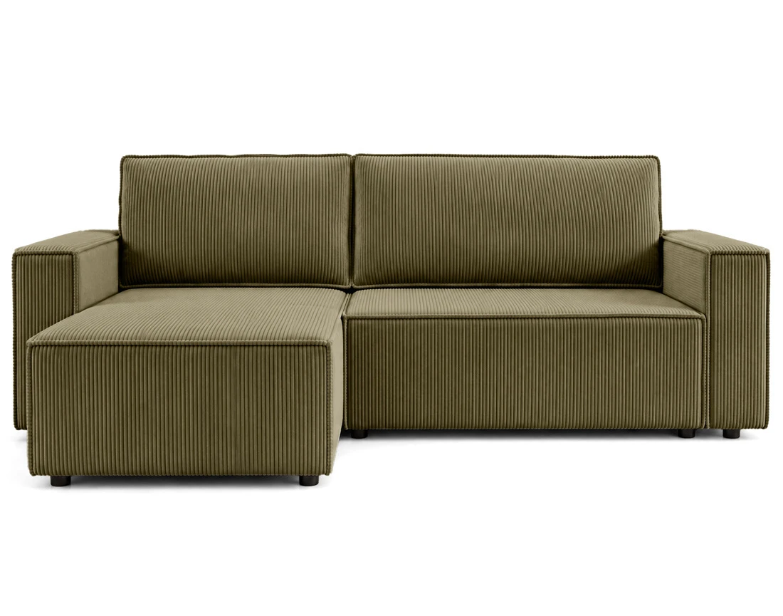 Canapé HECTOR d'angle réversible 4 places convertible avec coffre en velours côtelé | Best Mobilier
