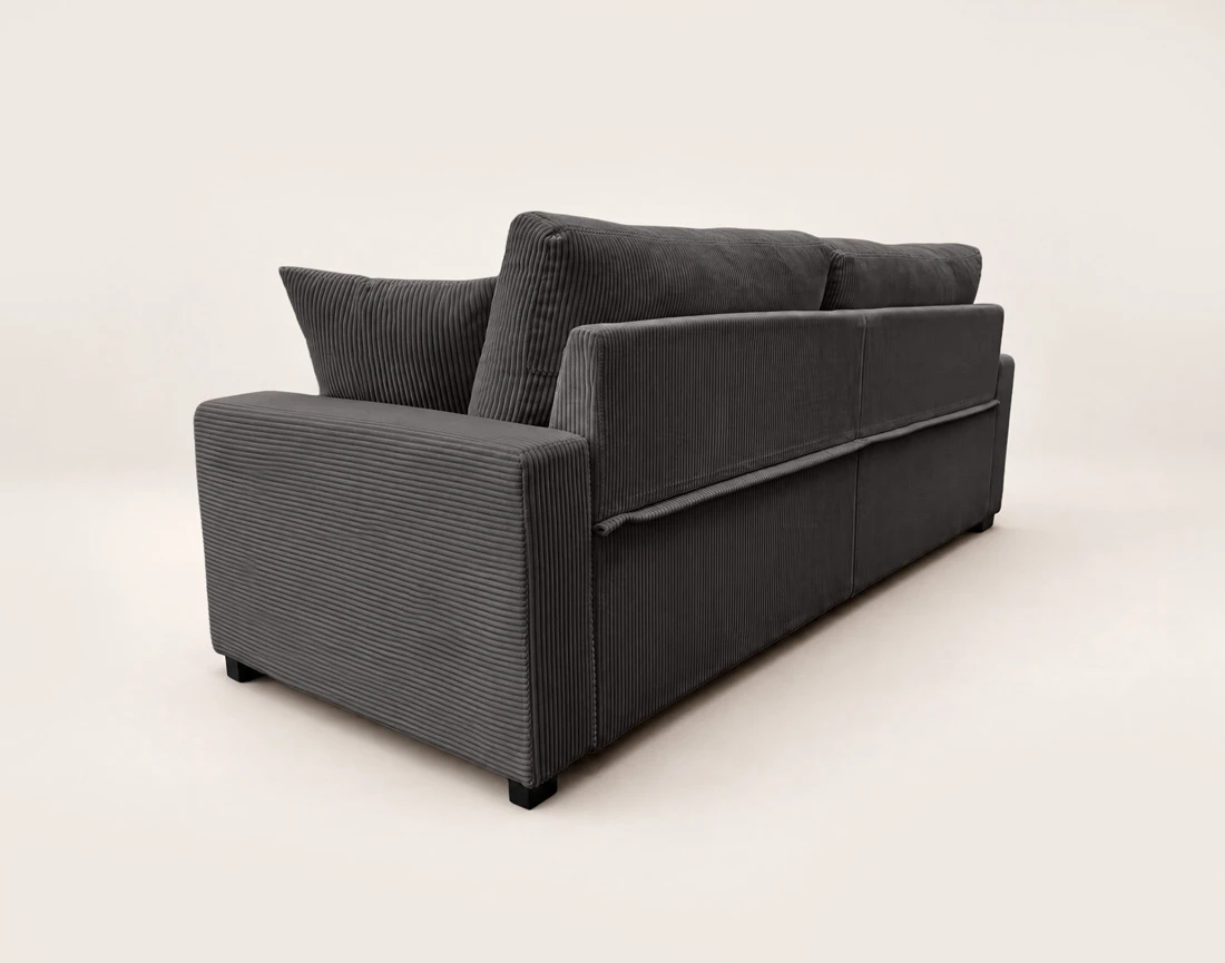 Canapé GISELE d'angle réversible 4 places convertible avec coffre en velours côtelé | Best Mobilier