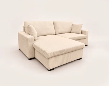 Canapé GISELE d'angle réversible 4 places convertible avec coffre en velours côtelé | Best Mobilier
