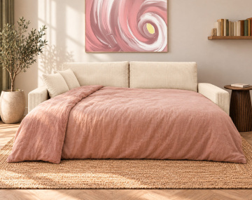 Canapé GISELE d'angle réversible 4 places convertible avec coffre en velours côtelé | Best Mobilier