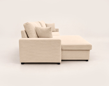 Canapé GISELE d'angle réversible 4 places convertible avec coffre en velours côtelé | Best Mobilier