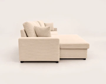 Canapé GISELE d'angle réversible 4 places convertible avec coffre en velours côtelé | Best Mobilier