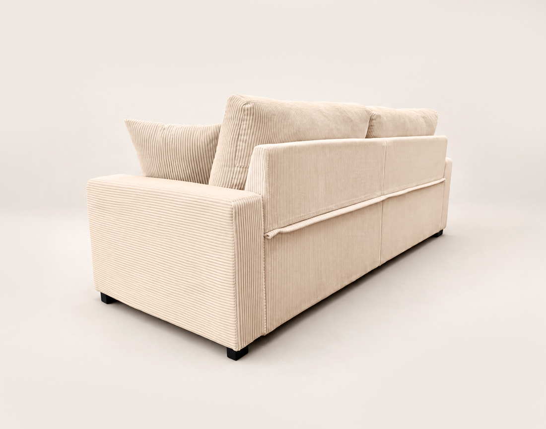 Canapé GISELE d'angle réversible 4 places convertible avec coffre en velours côtelé | Best Mobilier
