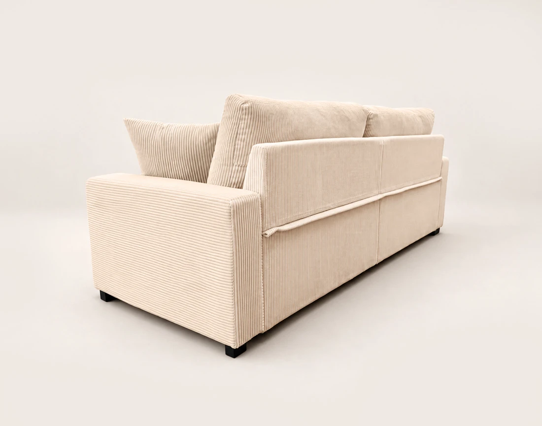 Canapé GISELE d'angle réversible 4 places convertible avec coffre en velours côtelé | Best Mobilier