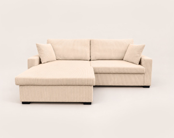 Canapé GISELE d'angle réversible 4 places convertible avec coffre en velours côtelé | Best Mobilier