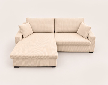 Canapé GISELE d'angle réversible 4 places convertible avec coffre en velours côtelé | Best Mobilier