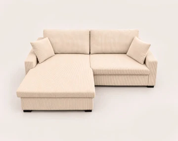 Canapé GISELE d'angle réversible 4 places convertible avec coffre en velours côtelé | Best Mobilier