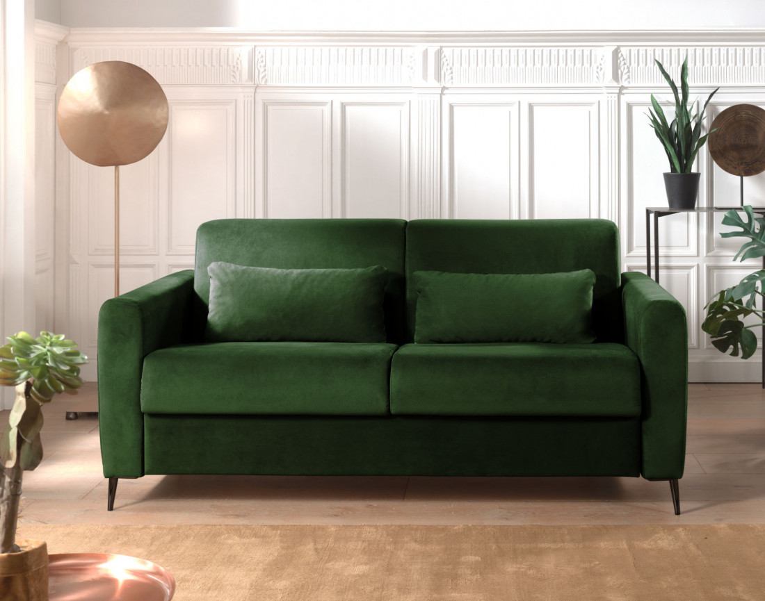 Canapé 3 places convertible express quotidien en velours Owen