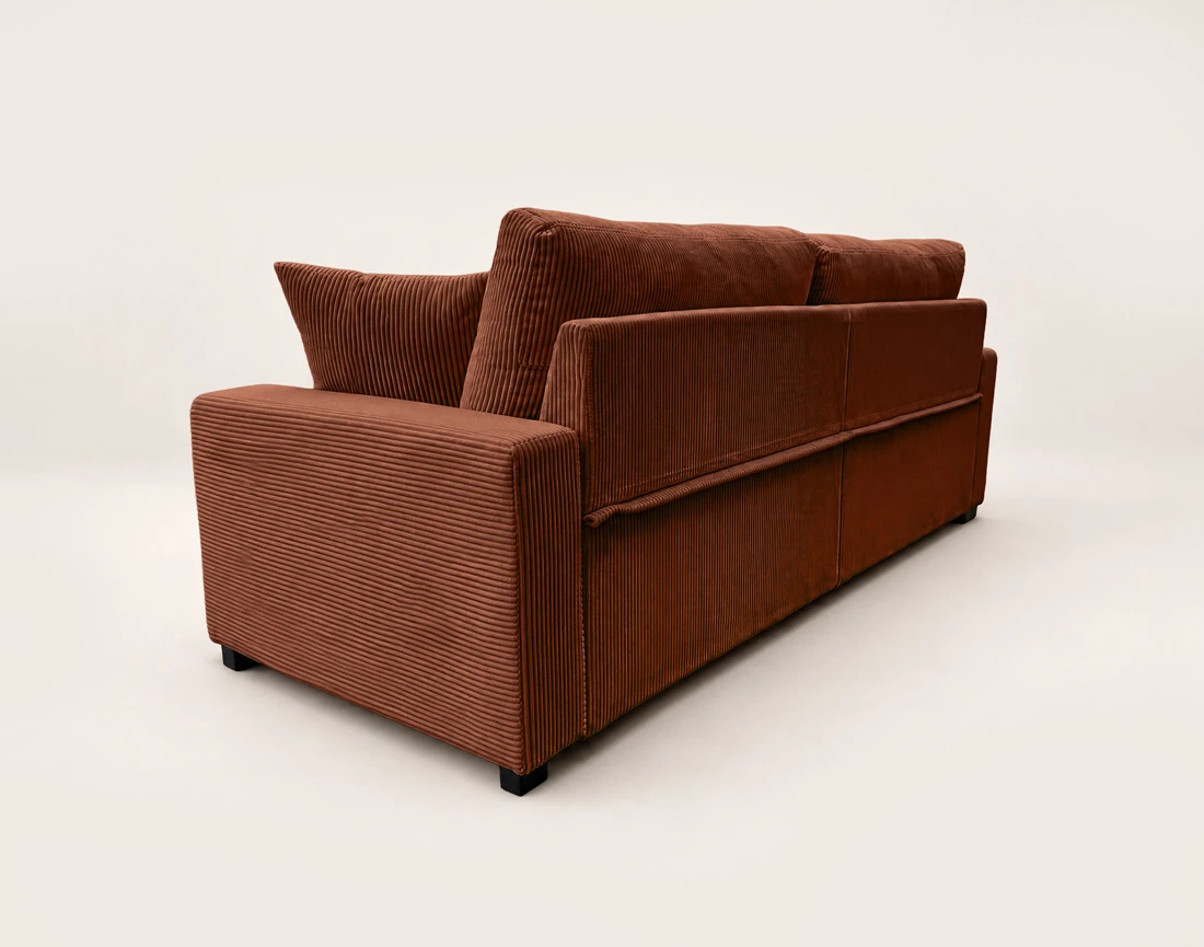 Canapé GISELE d'angle réversible 4 places convertible avec coffre en velours côtelé | Best Mobilier