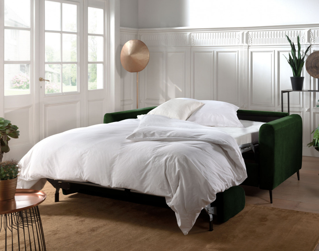 Canapé 3 places convertible express quotidien en velours Owen