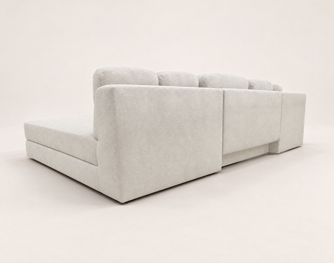 Canapé AARON panoramique d'angle gauche 7 places convertible avec coffre en tissu | Best Mobilier