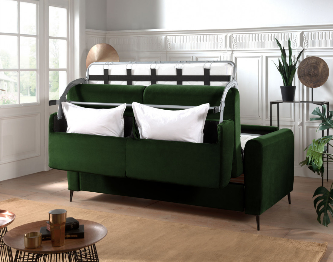 Canapé 3 places convertible express quotidien en velours Owen