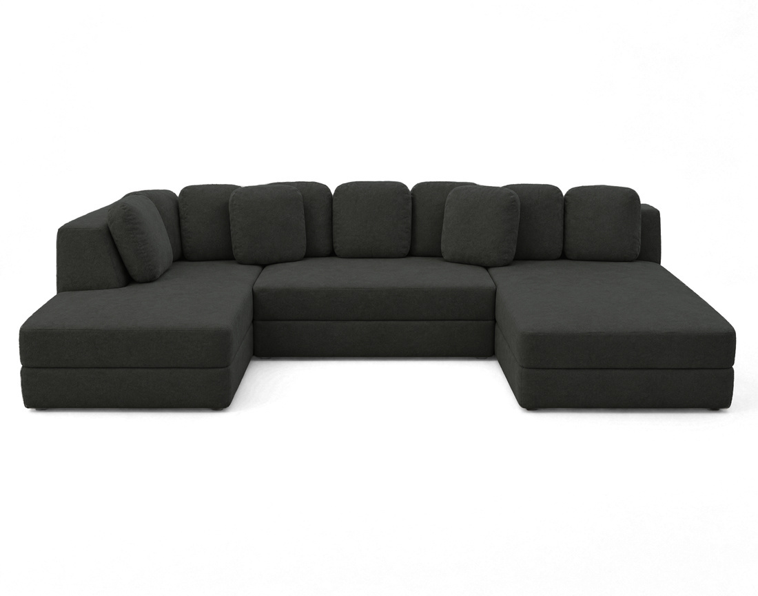 Canapé AARON panoramique en U 7 places convertible avec coffre en tissu | Best Mobilier