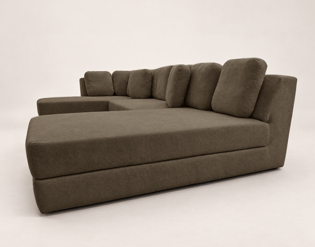 Canapé AARON panoramique d'angle gauche 7 places convertible avec coffre en tissu | Best Mobilier
