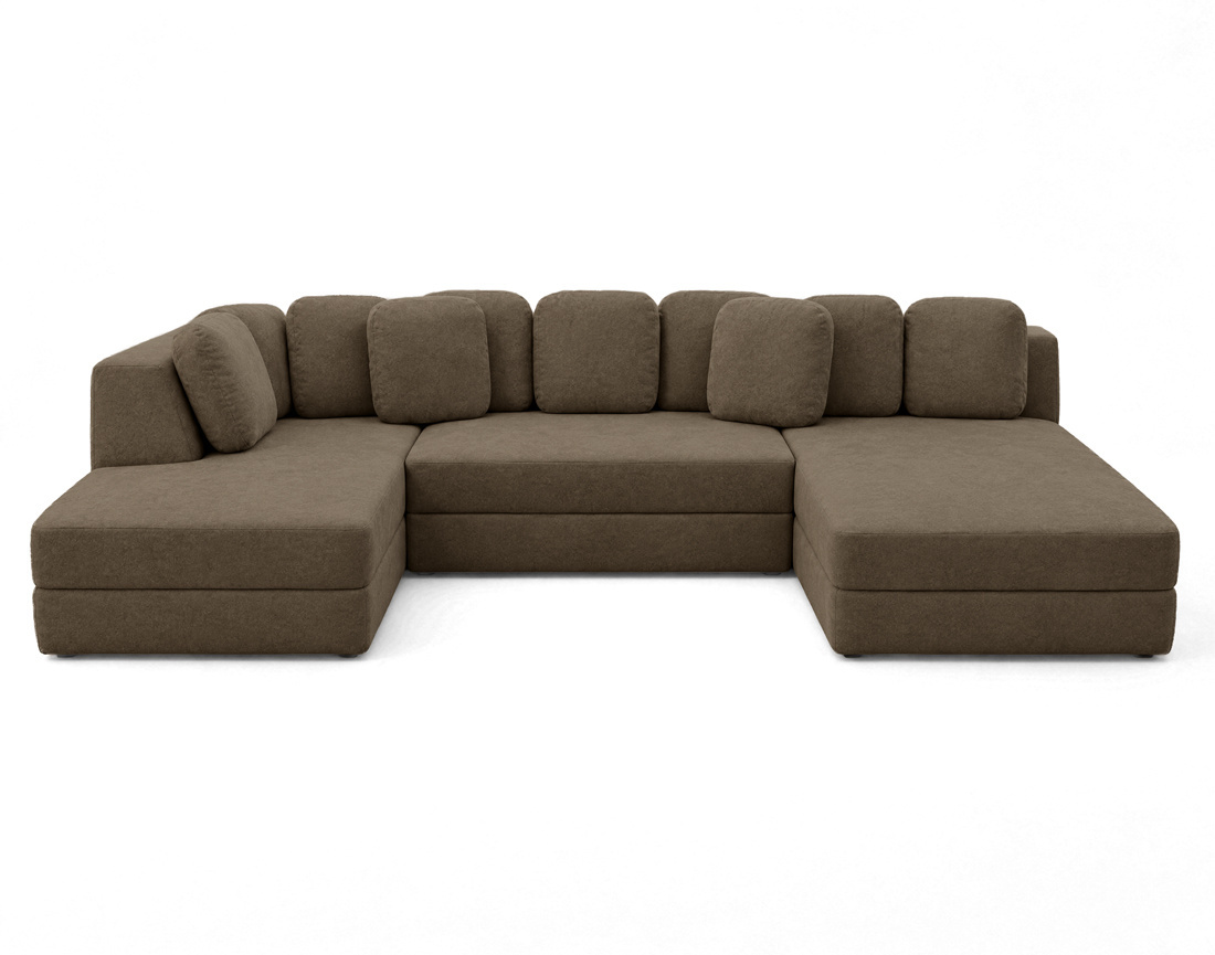 Canapé AARON panoramique en U 7 places convertible avec coffre en tissu | Best Mobilier