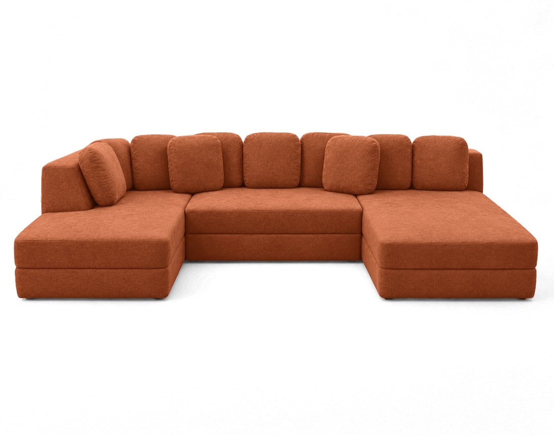 Canapé AARON panoramique en U 7 places convertible avec coffre en tissu | Best Mobilier