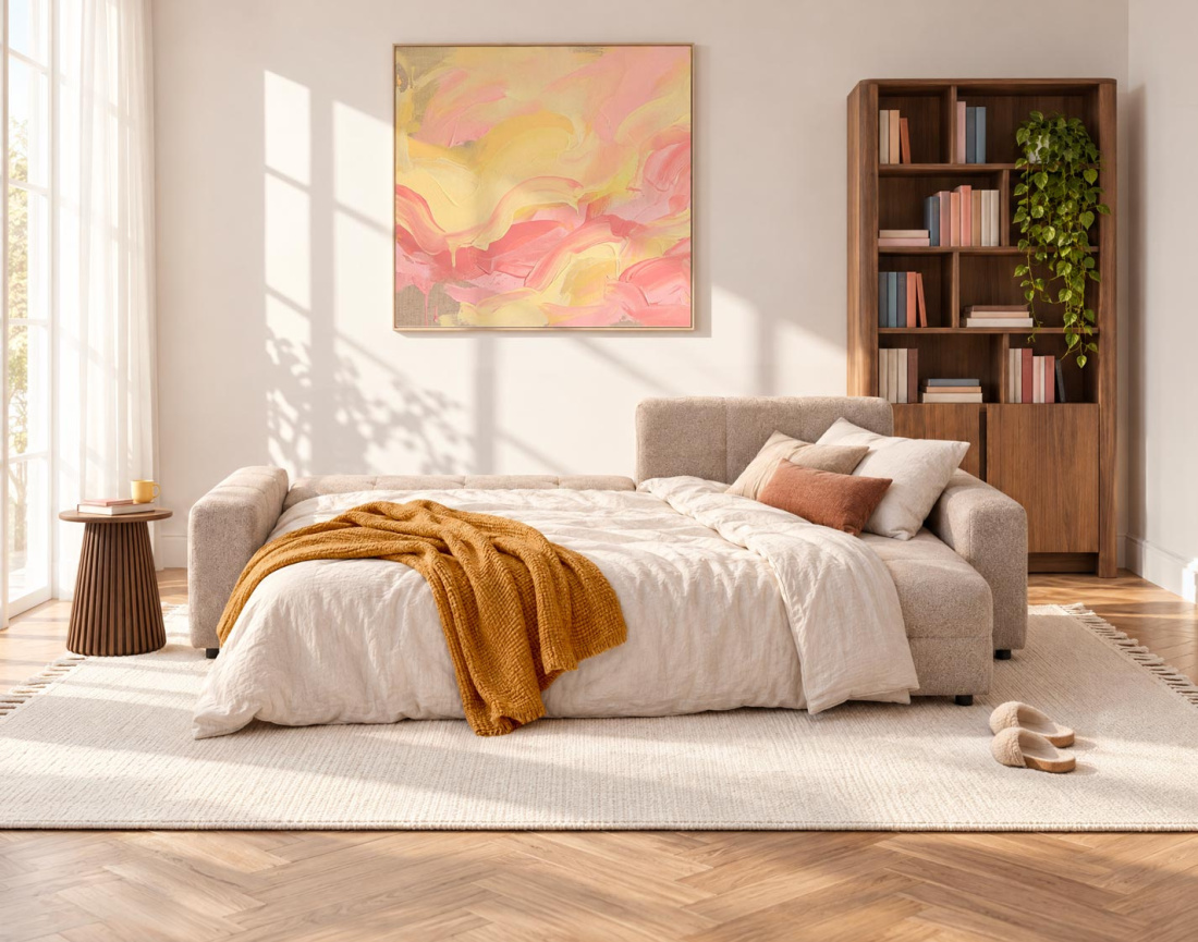 Canapé CARMEN d'angle 4 places convertible | Best Mobilier